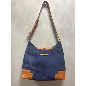 Alviero Martini 1a Classe Hobo Bag Womens Large Blue  Geo Map Print